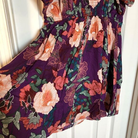 BOG - 🎉HPx2 🎉 BAND OF THE FREE - NWT Aimee Purple/Cream Floral Puff-Sleeve Mini - Picture 7 of 16